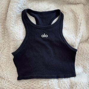 alo aspire black crop tank top